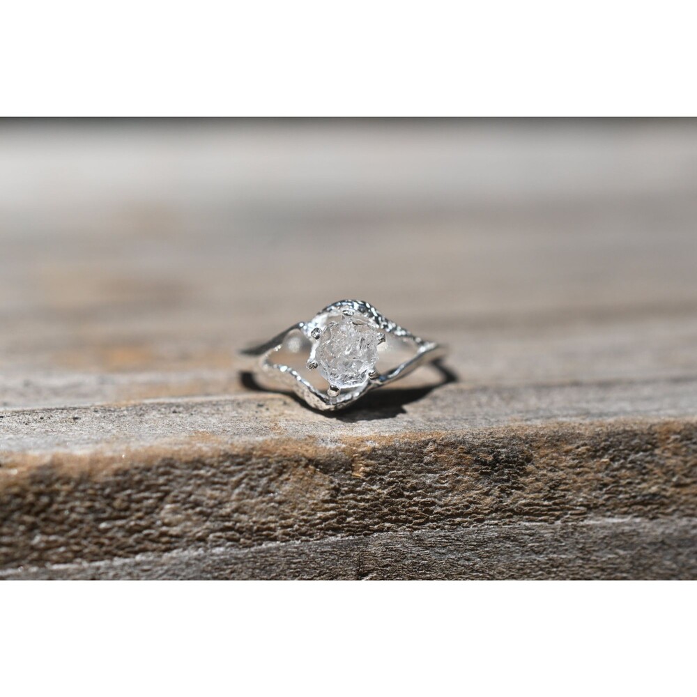 Rough Diamond Ring, Raw Diamond Engagement Ring, White Diamond, Wedding Ring, Wo - Picture 3 of 3